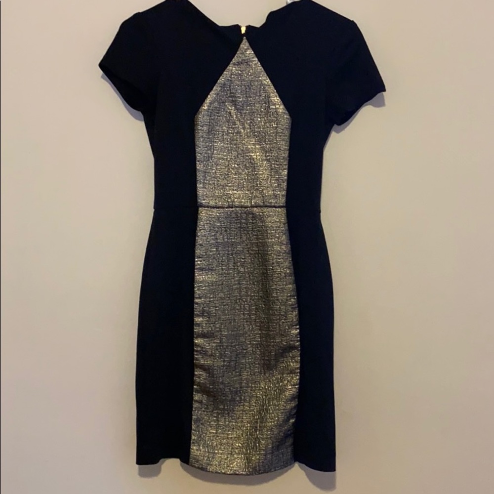 Short Sleeve Black Shiny Dress